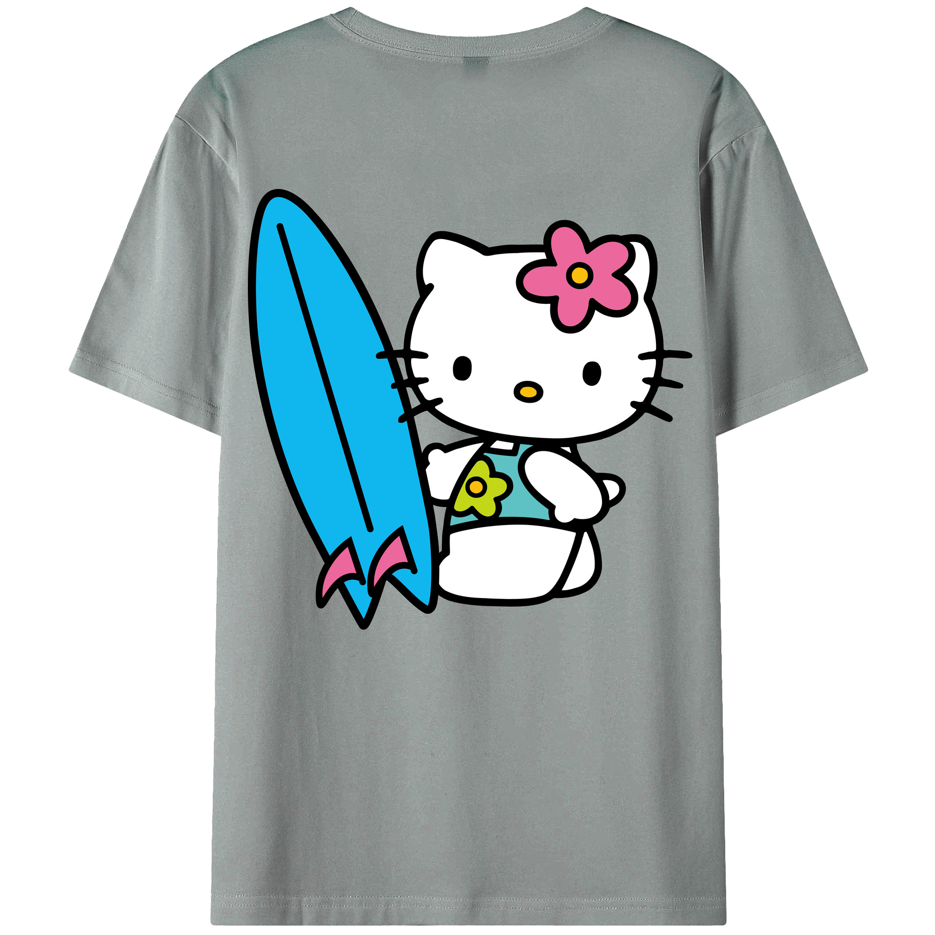 （画像用） Hello Kitty ハローキティ 綿100％ メンズ半袖Tシャツ（バックプリント） 通気性
